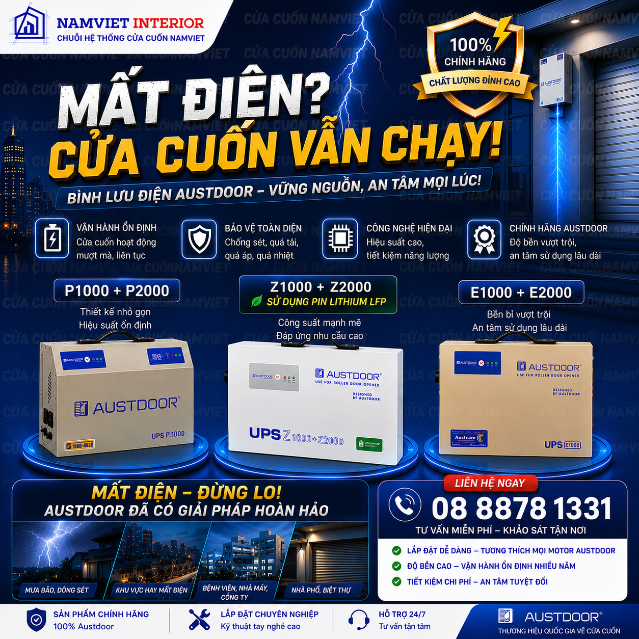 bình lưu điện cửa cuốn