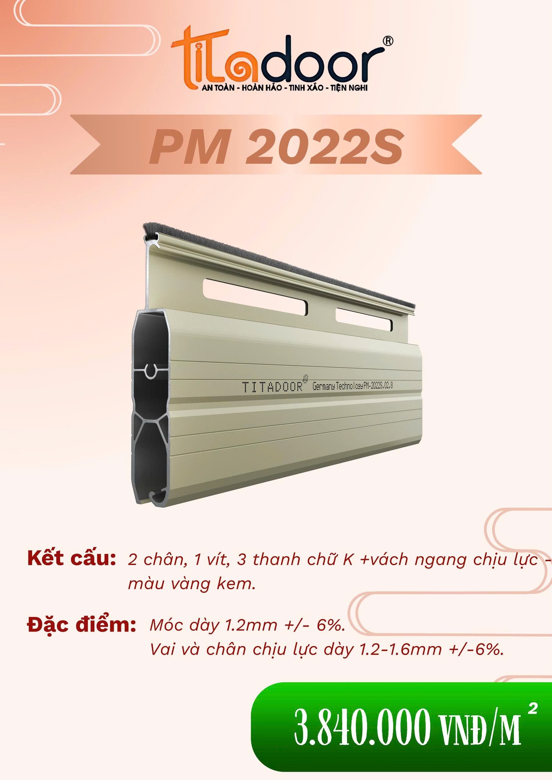 CỬA CUỐN TITADOOR PM2022S | 1.2mm – 1.6mm | +-6%