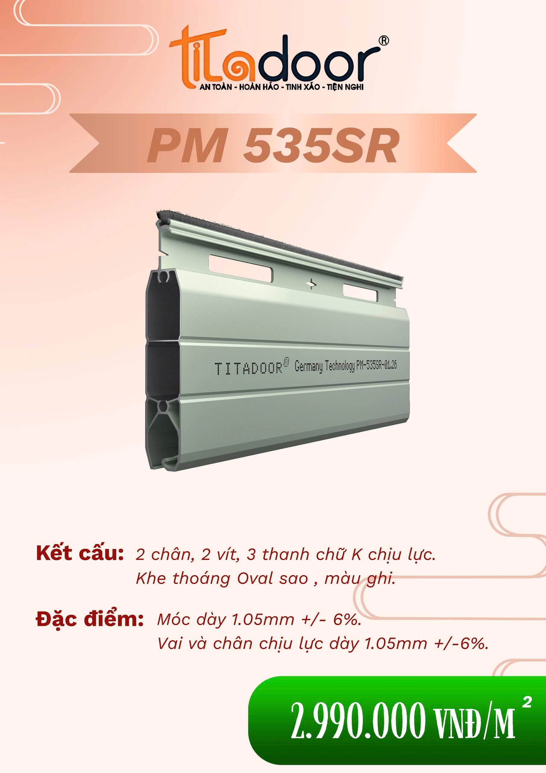 CỬA CUỐN TITADOOR PM535SR | 1.05mm +-6%