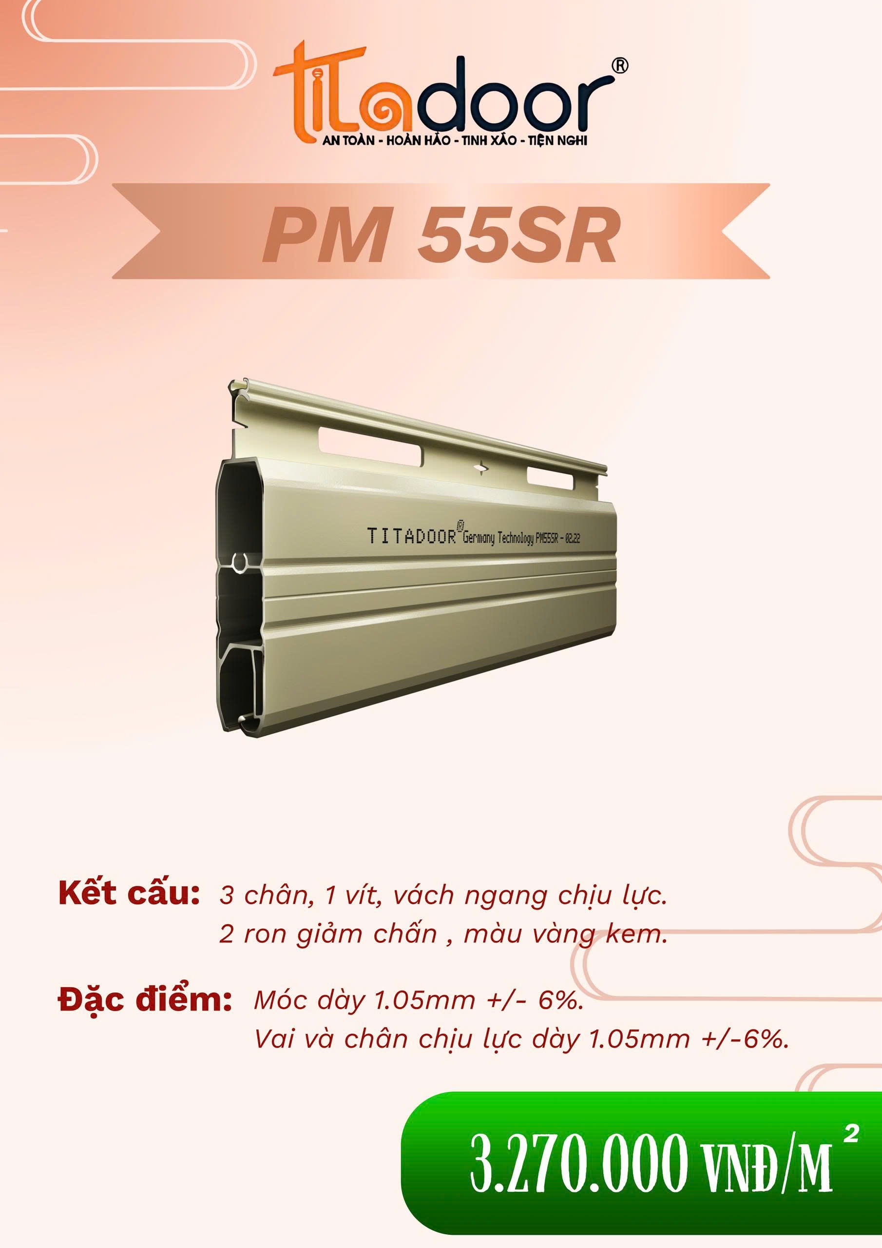 CỬA CUỐN TITADOOR PM55SR | 1.05mm +-6%