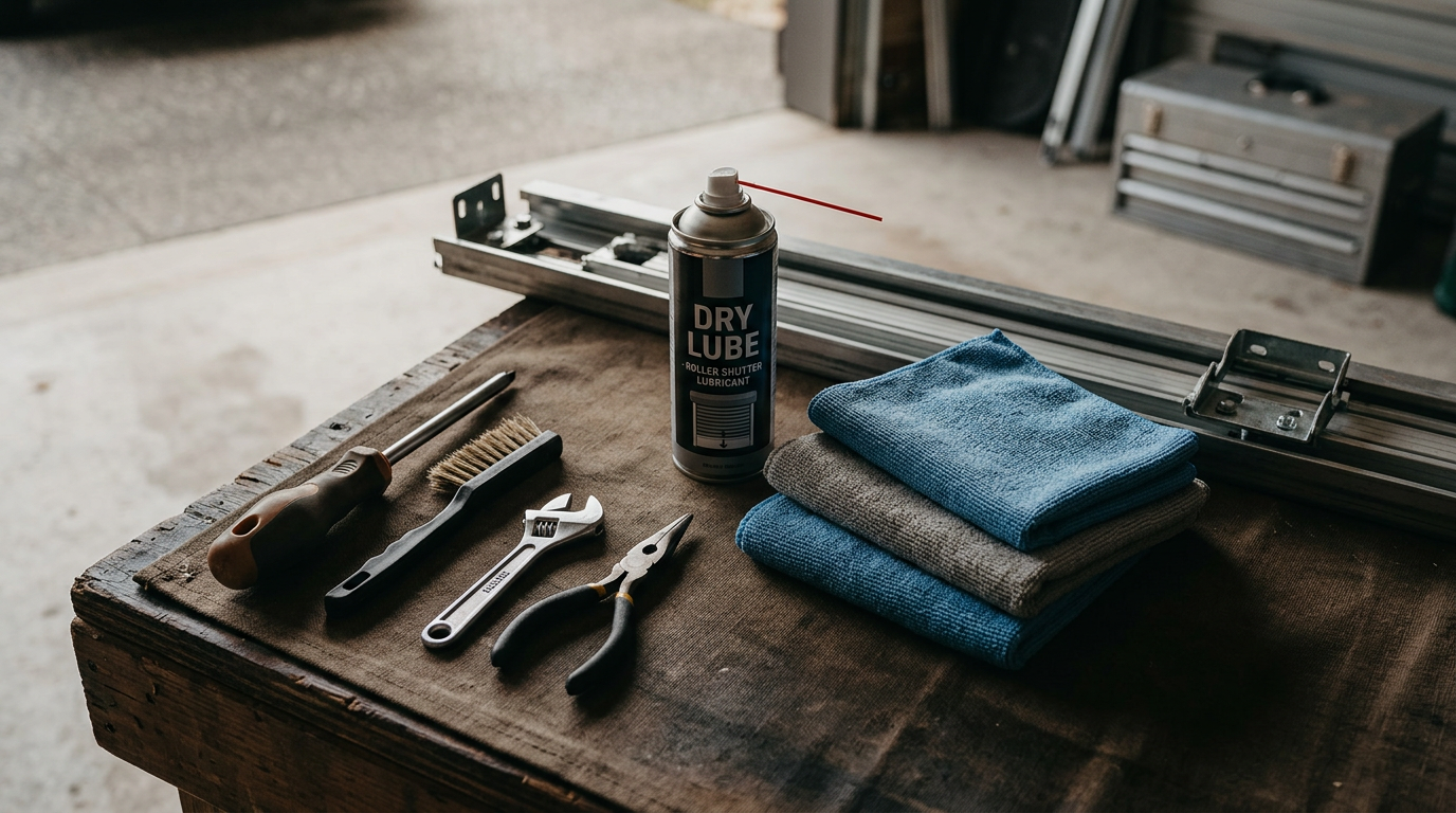 Chuẩn bị dụng cụ và vật liệu bảo trì cửa cuốn chuyên dụng