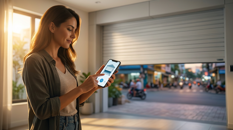 Giải pháp công nghệ: Tích hợp motor và điều khiển cửa cuốn qua điện thoại