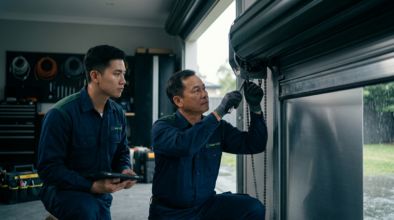 Quy trình sửa chữa cửa cuốn chuyên nghiệp tại Nam Việt