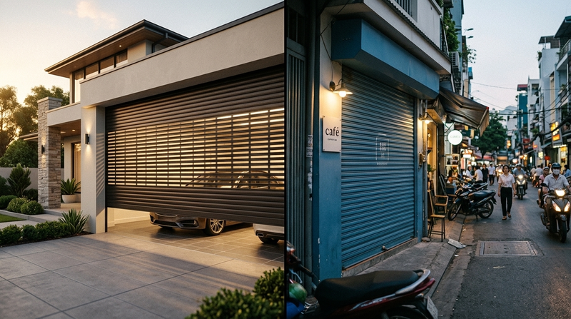 Nên chọn lắp đặt cửa cuốn khe thoáng hay cửa cuốn tấm liền?