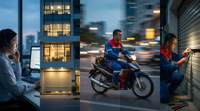 Quy trình cứu hộ và sửa chữa cửa cuốn chuyên nghiệp