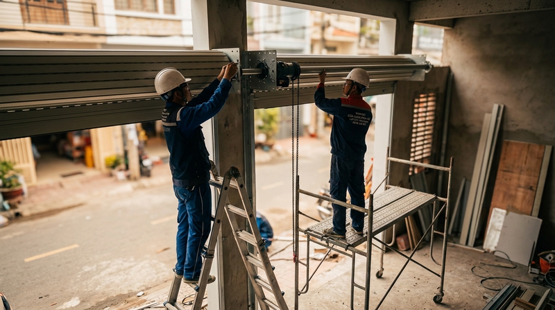 Quy trình khảo sát, thi công và lắp đặt cửa cuốn chuyên nghiệp
