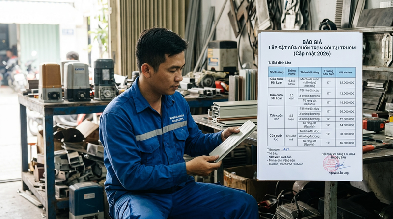 Bảng báo giá lắp đặt cửa cuốn trọn gói tại TPHCM (Cập nhật 2026)