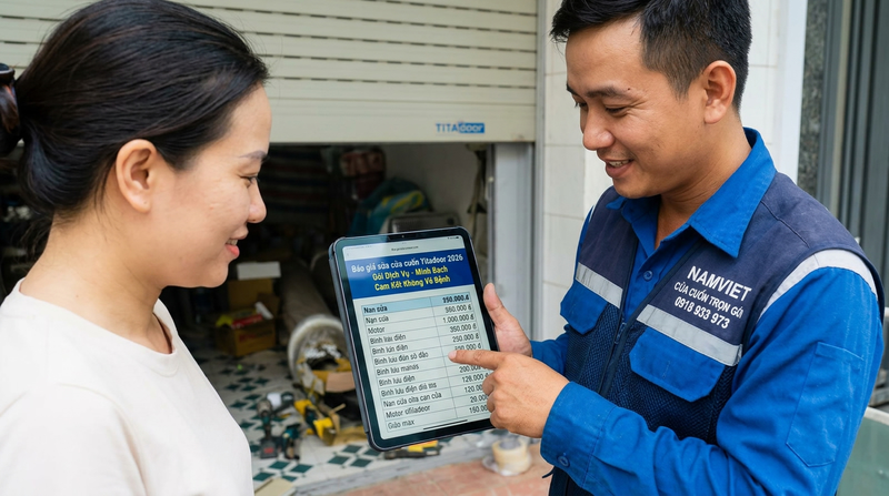 Báo giá sửa cửa cuốn Titadoor 2026 (Minh bạch, cam kết không vẽ bệnh)