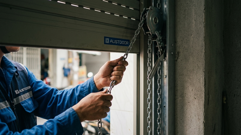 Cách Mở Cửa Cuốn Austdoor Tạm Thời Khi Cúp Điện Hoặc Hỏng Remote