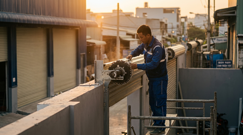 Quy trình lắp đặt cửa cuốn công nghệ Đức TPHCM chuyên nghiệp