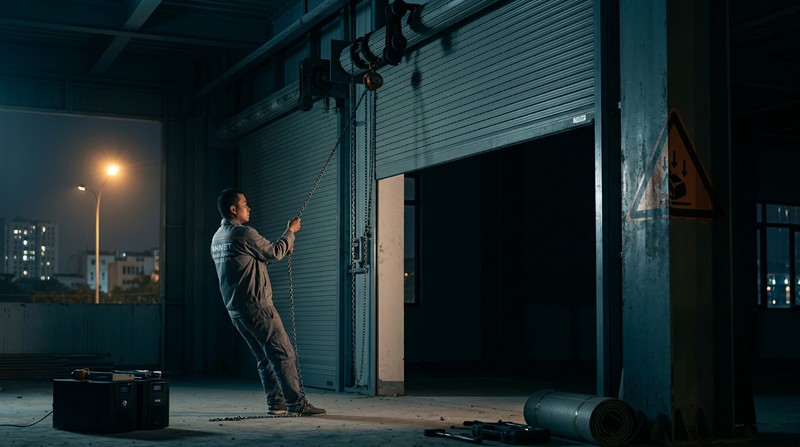 Lưu ý an toàn quan trọng khi xả chốt và kéo cửa cuốn khi cúp điện