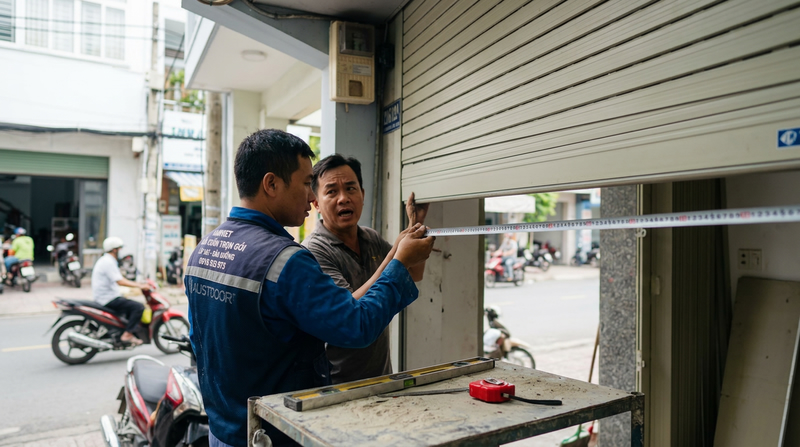 Quy trình lắp đặt cửa cuốn trọn gói & Thời gian thi công