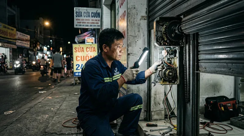 Dịch vụ sửa cửa cuốn phường Bình Hưng Hòa uy tín, có mặt sau 15 phút
