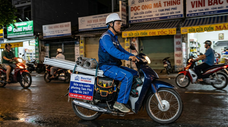 Dịch vụ sửa cửa cuốn phường Tam Phú cấp tốc 24/7