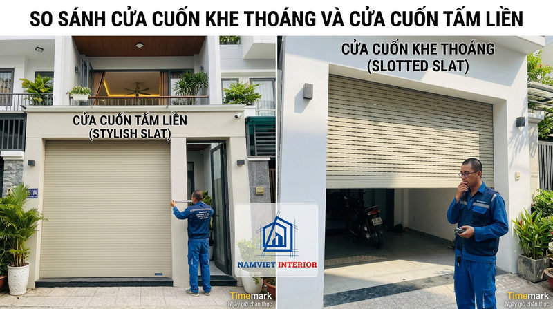 Nên chọn cửa cuốn khe thoáng hay cửa cuốn tấm liền?