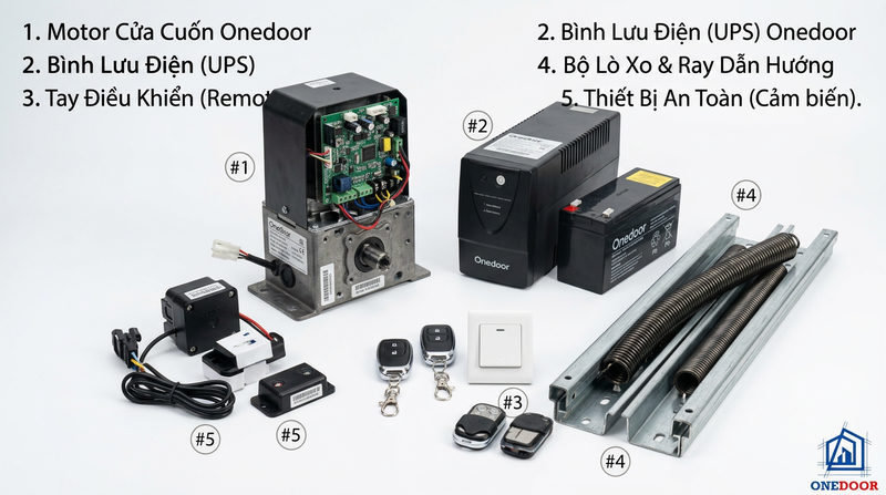 Tổng quan 5 loại phụ kiện cửa cuốn Onedoor quan trọng nhất