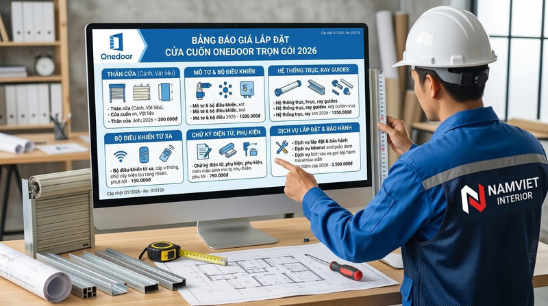 Bảng báo giá lắp đặt cửa cuốn Onedoor trọn gói 2026