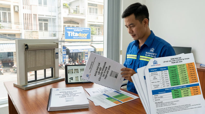 Bảng báo giá lắp đặt cửa cuốn Titadoor tại TP.HCM trọn gói 2026