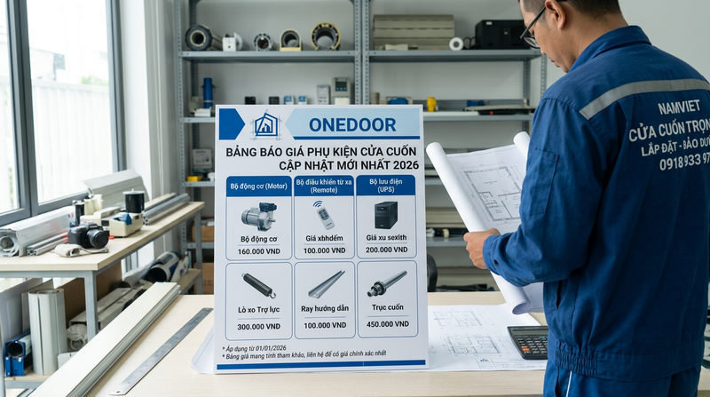 Bảng báo giá phụ kiện cửa cuốn Onedoor cập nhật mới nhất 2026