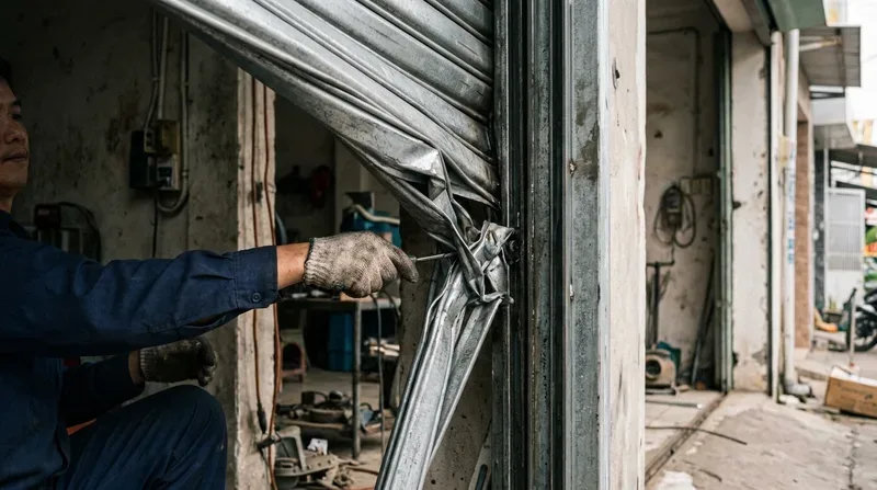 Các hạng mục sửa chữa phổ biến và cách xử lý cửa cuốn bị kẹt nan