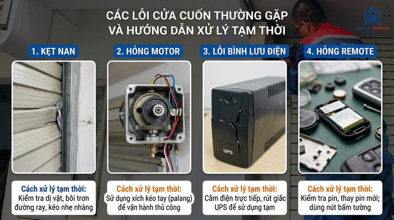 Các lỗi cửa cuốn thường gặp và hướng dẫn xử lý tạm thời