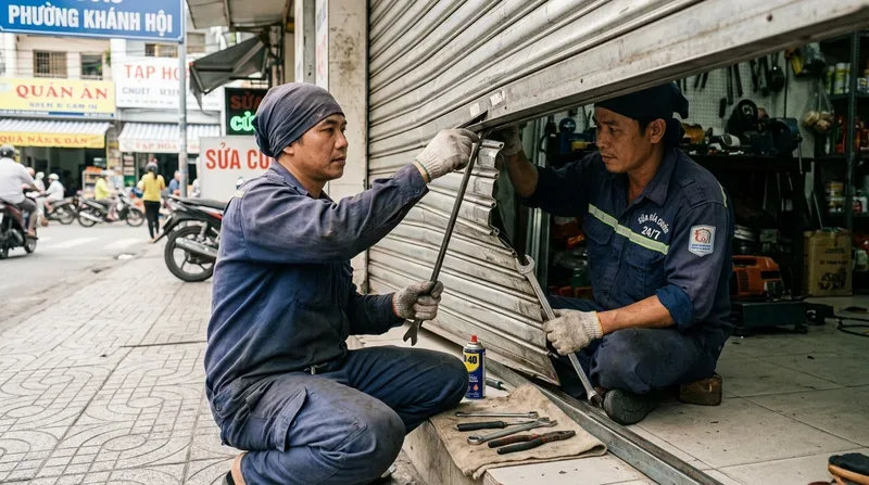 Các lỗi thường gặp và cách xử lý khi cửa cuốn kẹt nan