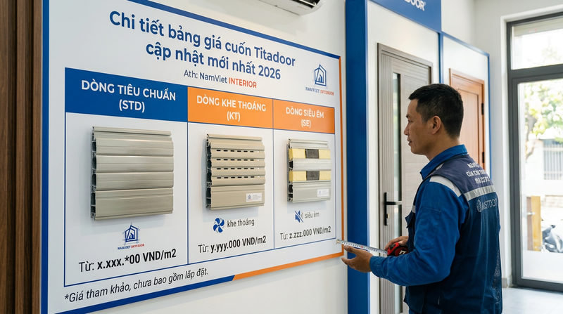 Chi tiết bảng giá cuốn Titadoor cập nhật mới nhất 2026