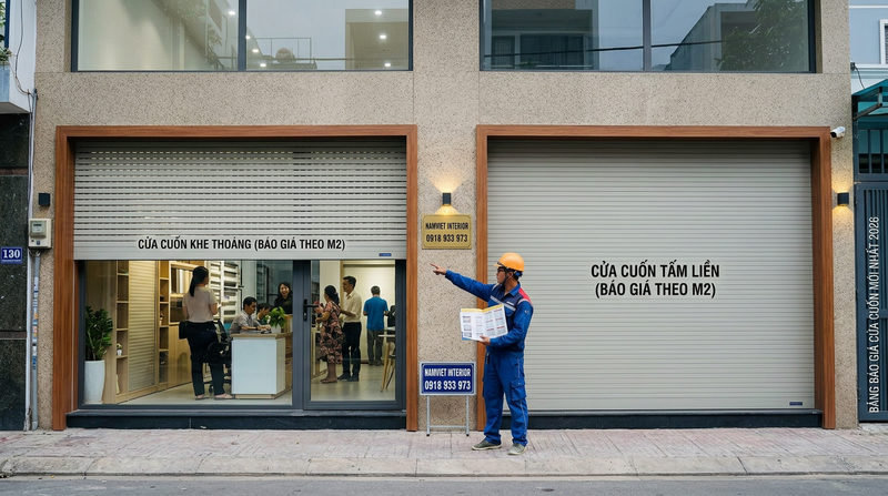 Giá cửa cuốn hiện nay là bao nhiêu tiền 1m2 theo chủng loại?