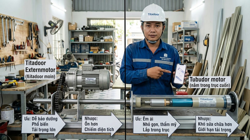 Phân loại: Cửa cuốn Titadoor có mấy loại mô tơ?