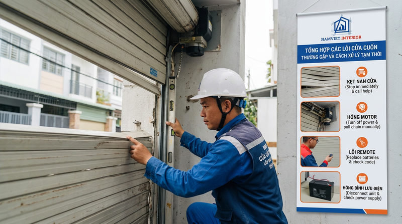 Tổng hợp các lỗi cửa cuốn thường gặp và cách xử lý tạm thời