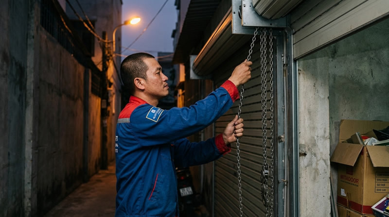 Hướng dẫn xử lý khẩn cấp khi cửa cuốn bị kẹt hoặc mất điện