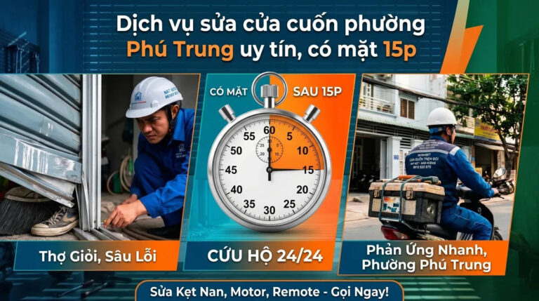 Dịch vụ sửa cửa cuốn phường Phú Trung uy tín, có mặt 15p